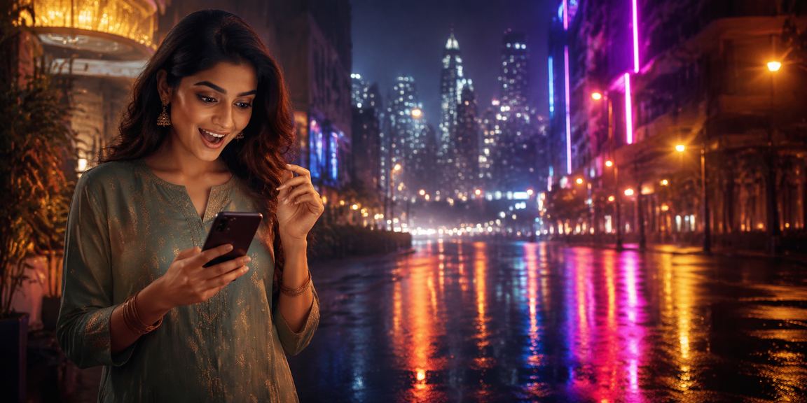 Mobile user in Mumbai playing casino games on smartphone